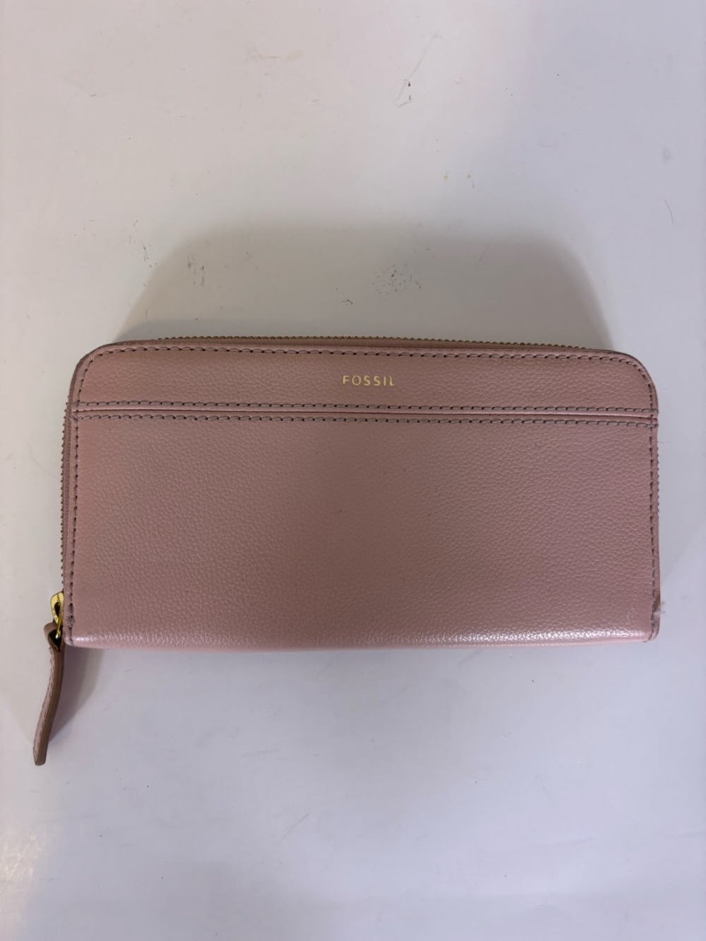 Fossil Pale Pink Zip-Around Leather Wallet